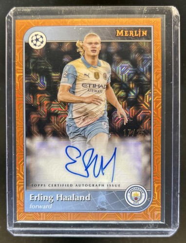 Erling Haaland 2024 Topps Merlin Chrome Orange Mojo Refractor /25