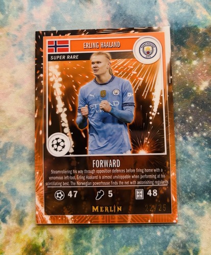 Erling Haaland 2024 Topps Merlin Chrome Orange Refractor /25