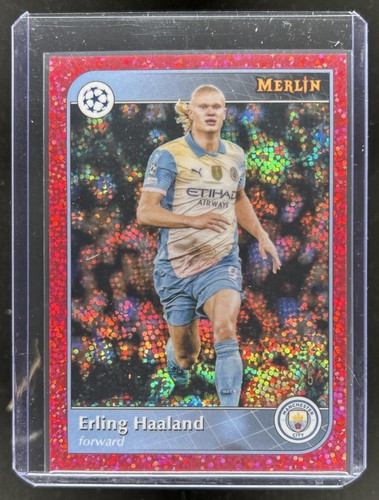 Erling Haaland 2024 Topps Merlin Chrome Red Speckle Refractor /5