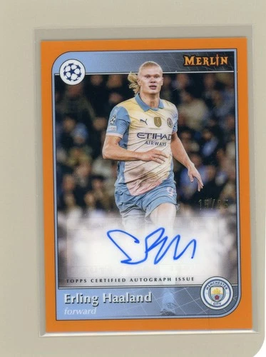 Erling Haaland 2024 Topps Merlin Chrome True Orange Refractor /25
