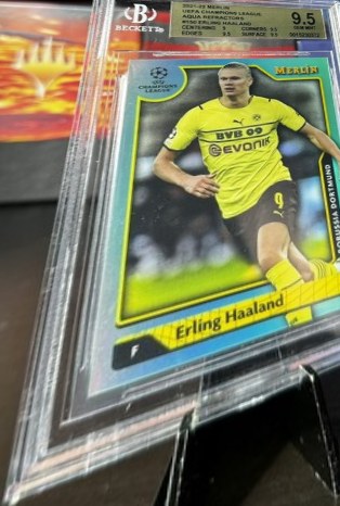 Erling Haaland 2021 Topps Merlin Chrome UEFA Champions League Aqua Refractor /199
