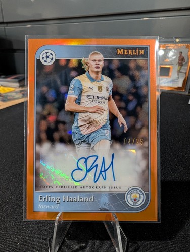Erling Haaland 2025 Topps Merlin Chrome UEFA Orange Refractor /25