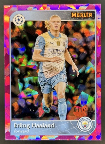 Erling Haaland 2024 Topps Merlin Chrome UEFA Pink Atomic Refractor /199