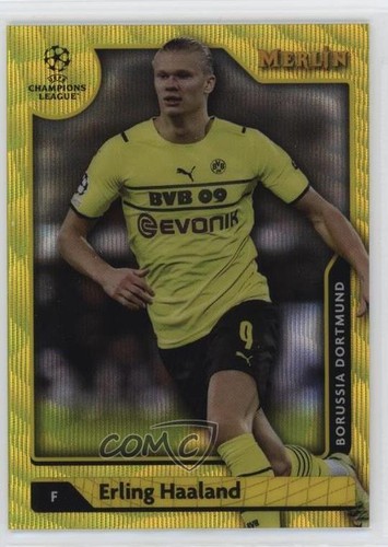 Erling Haaland 2021 Panini Merlin Chrome Yellow Wave /225