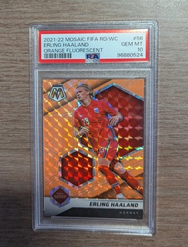 Erling Haaland 2021 Panini Mosaic FIFA Orange Fluorescent Prizm #56