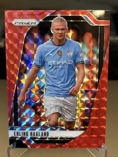 Erling Haaland 2024 Panini Prizm Premier League Calcio Rosso Prizm