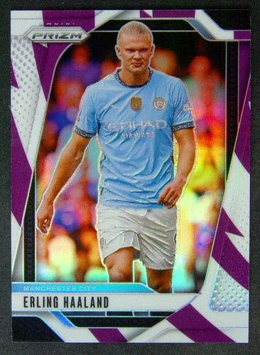 Erling Haaland 2024 Panini Prizm Purple & White Stripes /92