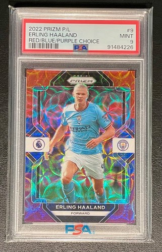 Erling Haaland 2022 Panini Prizm Red/Blue/Purple /15