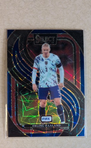Erling Haaland 2024 Panini Select Blue Lazer Prizm