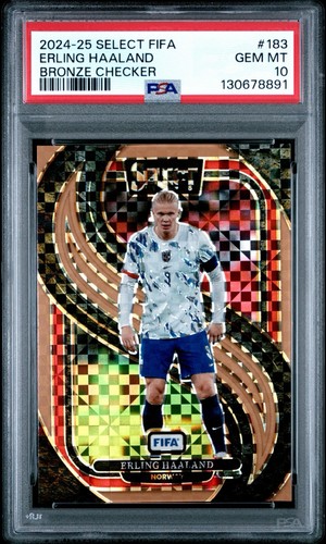 Erling Haaland 2024 Panini Select Bronze Checker Prizm /75