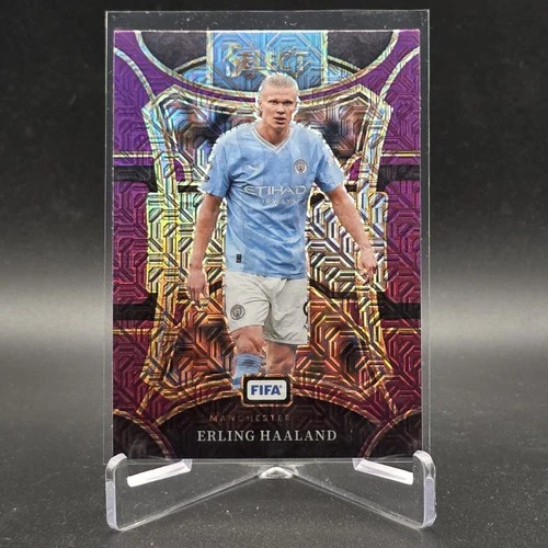 Erling Haaland 2023 Panini Select FIFA Purple Mojo Prizm