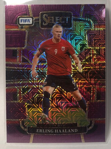 Erling Haaland 2023 Panini Select FIFA Purple Mojo Prizm
