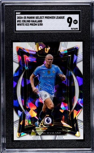 Erling Haaland 2024 Panini Select White Ice Prizm /85