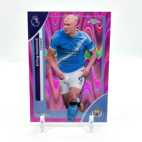 Erling Haaland 2025 Topps Chrome EPL Pink Wave Refractor 125/250