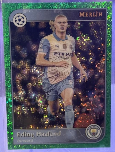 Erling Haaland 2024 Topps Chrome Merlin Green Diamond Refractor /99