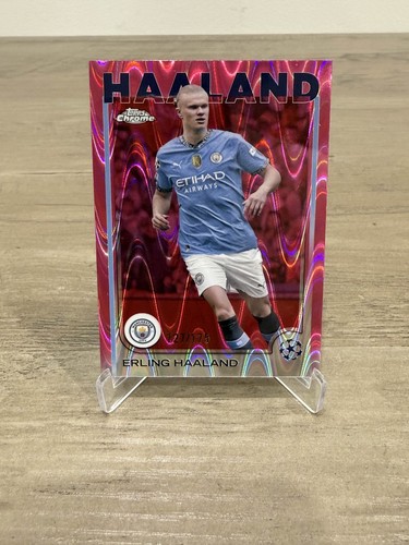 Erling Haaland 2024 Topps UCC Chrome Pink Wave /175