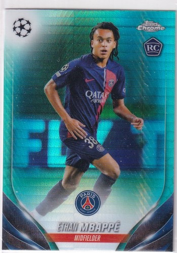 Ethan Mbappe 2024 Topps Chrome Ligue des Champions Aqua Refractor