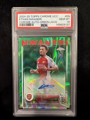 Ethan Nwaneri 2024 Topps Chrome Green Lava Refractor /99
