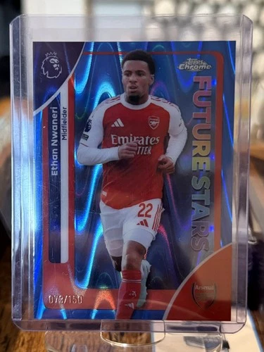 Ethan Nwaneri 2026 Topps Chrome Premier League Blue Refractor /150