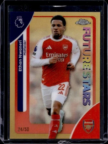 Ethan Nwaneri 2026 Topps Chrome Premier League Gold Rifrattore /50