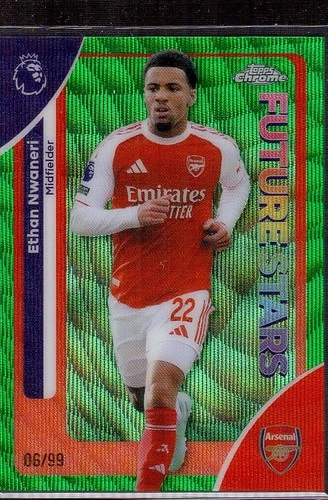 Ethan Nwaneri 2026 Topps Chrome Premier League Green Wave /99