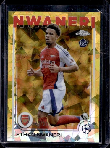 Ethan Nwaneri 2024 Topps Chrome Sapphire UEFA Gold Refractor /50