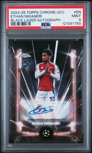 Ethan Nwaneri 2024 Topps Chrome UEFA Black Lazer