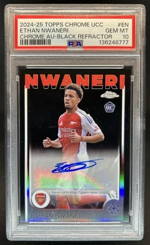 Ethan Nwaneri 2024 Topps Chrome UEFA Black Refractor /10