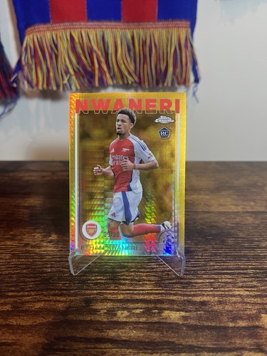 Ethan Nwaneri 2024 Topps Chrome UEFA Gold Prism Refractor /50