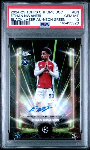 Ethan Nwaneri 2024 Topps Chrome UEFA Green /99