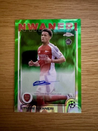 Ethan Nwaneri 2024 Topps Chrome UEFA Green Lava /99