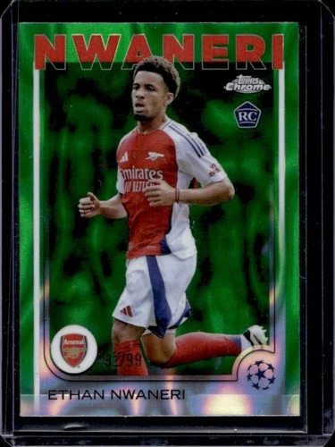 Ethan Nwaneri 2024 Topps Chrome UEFA Green Lava Refractor /99