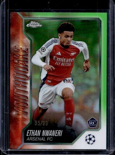 Ethan Nwaneri 2024 Topps Chrome UEFA Neon Green Refractor /99