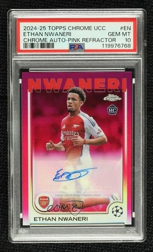 Ethan Nwaneri 2024 Topps Chrome UEFA Pink Refractor /250