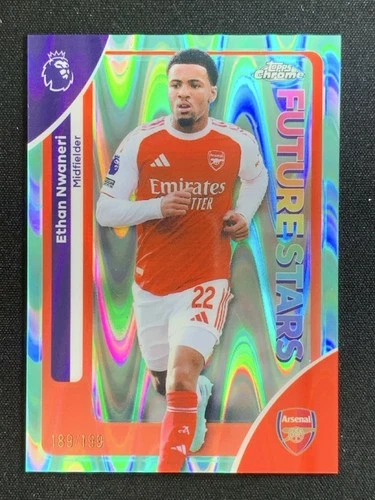Ethan Nwaneri 2025 Topps Cromo Premier League Aqua RayWave /199