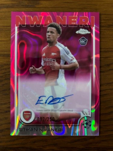 Ethan Nwaneri 2023 Topps Cromo UEFA Rosa Onda /250