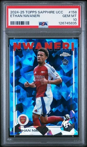 Ethan Nwaneri 2024 Topps Cromo UEFA UCC Zafiro
