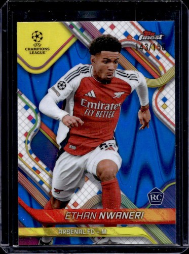 Ethan Nwaneri 2024 Panini Finest UEFA Blue Raywave Refractor /150