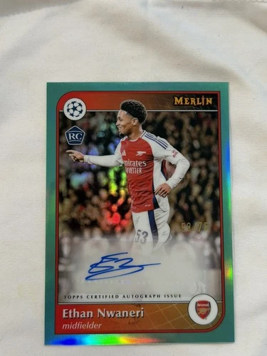 Ethan Nwaneri 2024 Panini Merlin Chrome Aqua /75
