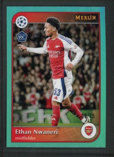 Ethan Nwaneri 2025 Topps Merlin Chrome Aqua /75
