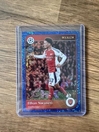 Ethan Nwaneri 2024 Panini Merlin Chrome Blue Refractor /150