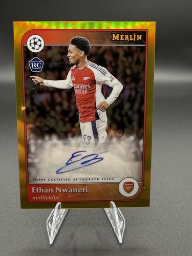 Ethan Nwaneri 2024 Topps Merlin Chrome UEFA Gold Refractor /50