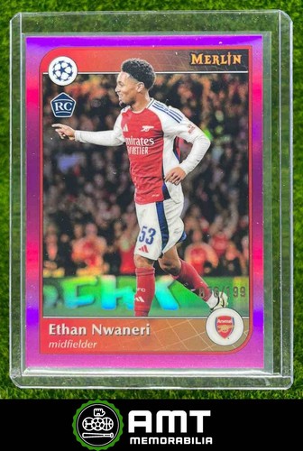 Ethan Nwaneri 2024 Topps Merlin Chrome UEFA Pink Refractor /199