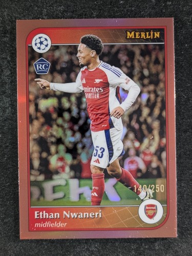 Ethan Nwaneri 2024 Topps Merlin Chrome UEFA Rose Gold Refractor 140/250
