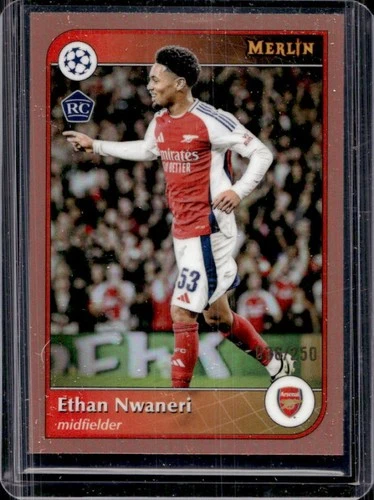 Ethan Nwaneri 2024 Topps Merlin Chrome UEFA Rose Gold Refractor /250