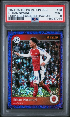 Ethan Nwaneri 2024 Topps Merlin Chrome UEFA Viola Macchia /15