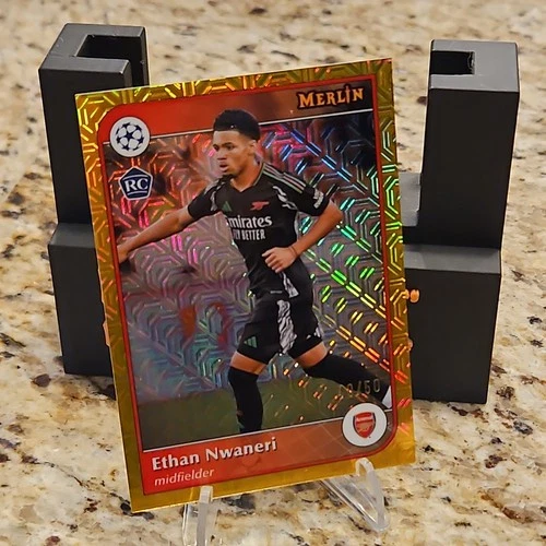 Ethan Nwaneri 2024 Topps Merlin UEFA Gold Mojo Refractor /50