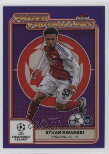 Ethan Nwaneri 2024 Topps Finest UEFA Club Competitions Purple Refractor /299