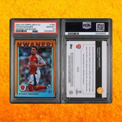 Ethan Nwaneri 2024 Topps UEFA Champions League Orange Foilboard /25