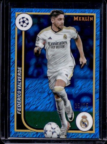 Federico Valverde 2024 Topps Chrome Merlin Blue Shimmer Refractor /75